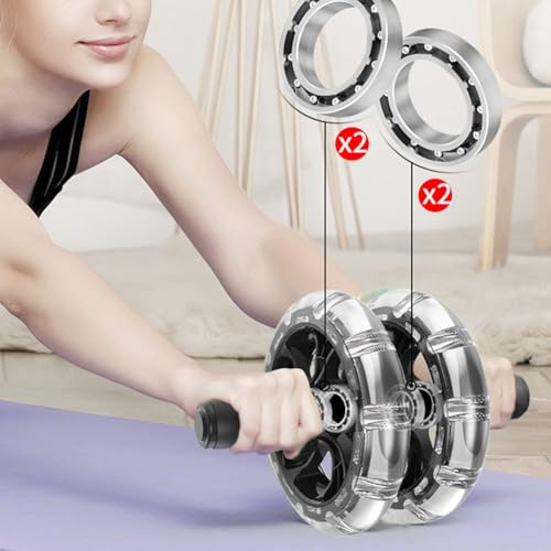 HERCHR Ab Roller Wheel Fitness Roller Ab Exercise Wheels Kit Push-Up Bar - Home Gym Equipment for Men Women Core Strength Abdominal Exercise