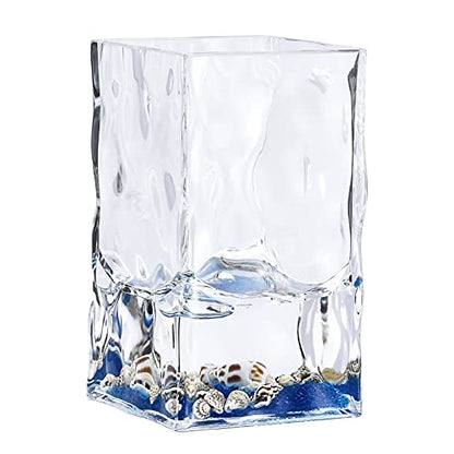 4 Piece Acrylic Liquid 3D Floating Motion Bathroom Vanity Accessory Set Oceam Theme Shell Toothbrush Holder, Tumbler, Soap Dispenser, Soap Dish - size: 4-piece, style: Shell