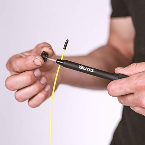 Velites Balanced Jump Rope for Crossfit, Boxing and Fitness Fire 2.0 Ideal for Double Jumps | Aluminum Speed Rope (ballasts not Included) by VELITES.e (Black)
