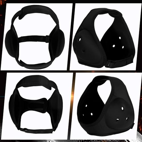 Jerify 3 Pcs Wrestling Headgear for Kids Youth Soft Grappling Headgear Wrestling Adjustable Ear Guard Protective(Black) - color: Black