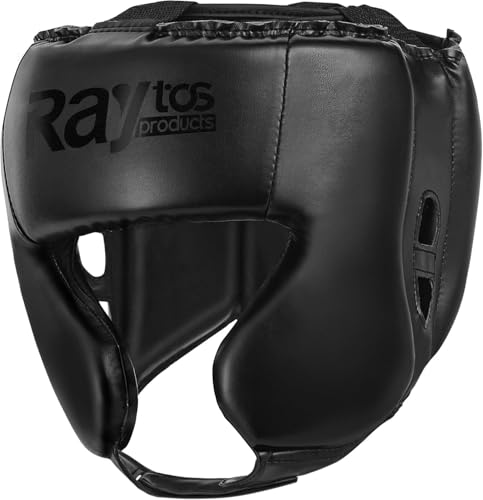 Boxing Headgear for Men Women – Professional Lightweight Open Face Head Guard, Breathable Protection, Secure Fit for MMA Muay Thai Kickboxing Sparring Training - color: Black+Black