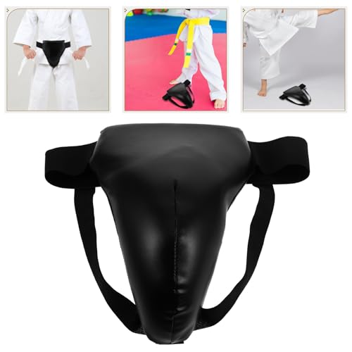 Kids Boxing Crotch Protector Black PU ABS Sponge Guard for Training | Comfort Fit, Long-Term Reliability, Suitable for Sports, Reusable Design, Kids Sizing, Black Finish