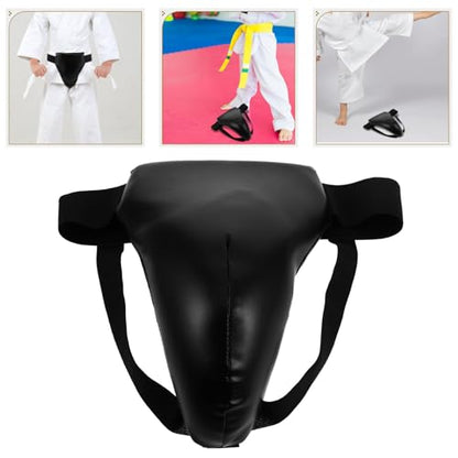 Kids Boxing Crotch Protector Black PU ABS Sponge Guard for Training | Comfort Fit, Long-Term Reliability, Suitable for Sports, Reusable Design, Kids Sizing, Black Finish
