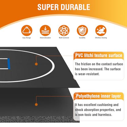 Generic 300x300cm/300x200cm Roll-Up Design Wrestling Mat for Home Foldable XPE Jiu Jitsu Floor Exercise Mat Waterproof 1.18in Thick for BJJ MMA Martial Art Boxing Grappling and Judo
