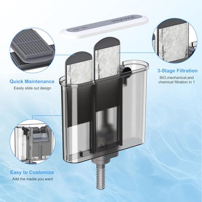 Vimvins Small Aquarium Filter, Quiet Fish Tank HOB Filters for 2 to 10 Gallon Aquariums, Adjustable Flow（Model: 302）