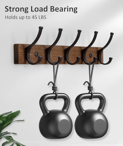Optish Coat Rack Wall Mount, 16.5 Inches Wood Coat Hooks, Wall Hooks for Hanging, Hat Rack Bag Hanger Key Holder for Wall, Purse Hanger Towel Racks for Bathroom (1Pack, Brown) - color: Brown