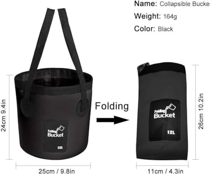 Collapsible Bucket with Handle, Multifunctional Foldable Water Container for Camping, Hiking, Traveling, Fishing, Washing, Gardening, Waterproof, Durable, Lightweight, Black - color: Sfvblack