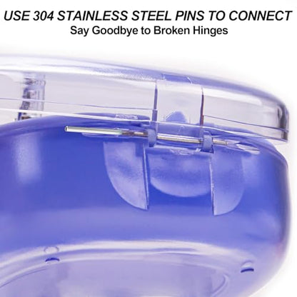 Double-layer Retainer Box Case Orthodontic Teeth Aligner Case with Mirror, Dental Night Mouth Guard Holder with Retainer Remover Tool, Chew and Brush - Secure Magnet Closure - Transparent Blue - color: Transparent Blue