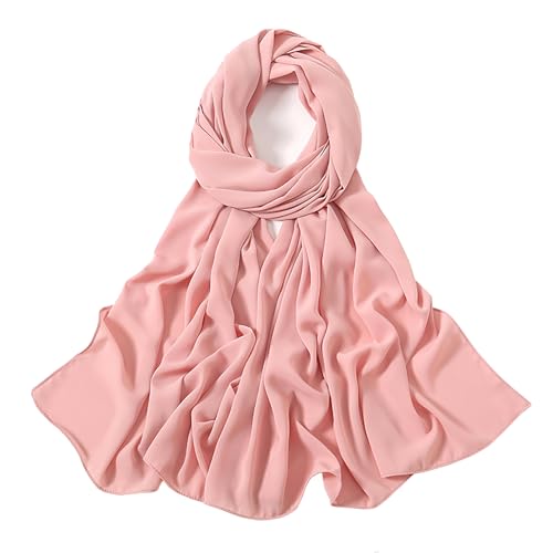 Heavy Not Easily See Through Long Chiffon Hijab Scarf for Women, Amazing Smooth Muslim Head Scarves - color: Blush Pink