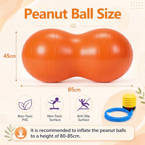 2 Pcs Peanut Ball and Wobble Cushion with Pump Set | Sensory Balance Disc Wiggle Seat for Adults, Flexible Seating for Exercise Physical, Child Training, Yoga - color: Black