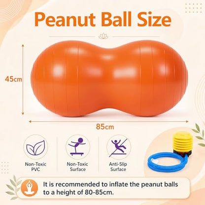 2 Pcs Peanut Ball and Wobble Cushion with Pump Set | Sensory Balance Disc Wiggle Seat for Adults, Flexible Seating for Exercise Physical, Child Training, Yoga - color: Black