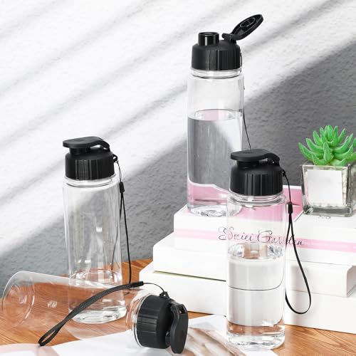 Mifoci 20 Pieces Water Bottle Bulk 17 oz Plastic Water Bottles Bulk Gym Sports Adults Reusable Large Bottles with Leak Proof Flip Top for Party Outdoor (Black) - color: Black