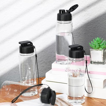 Mifoci 20 Pieces Water Bottle Bulk 17 oz Plastic Water Bottles Bulk Gym Sports Adults Reusable Large Bottles with Leak Proof Flip Top for Party Outdoor (Black) - color: Black