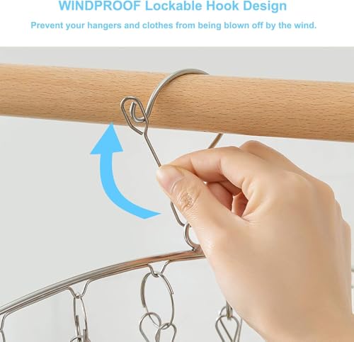 Clothes Drying Rack with 10 Clips, 2 Pack Laundry Drying Rack with Clothes-pegs, Stainless Steel Underwear Hangers for Drying Socks, Bras, Towel, Baby Clothes Hanger Windproof Hanging Clothes Pins - size: 2 Pack