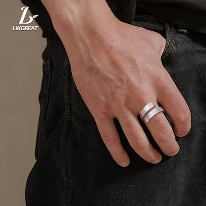 LIKGREAT Ayatul Kursi Adjustable Ring Stainless Steel Islamic Quran Verse Ring Muslim Faith Protection Arabic Calligraphy Jewelry for Eid Ramadan - color: Sliver