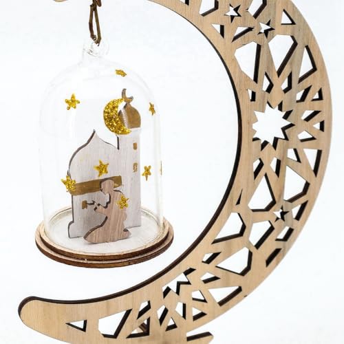 Wooden Moon Lantern Ornaments, Handicrafts, Home Decorations, Craft Gifts and Decorations(Yellow Star Moon)