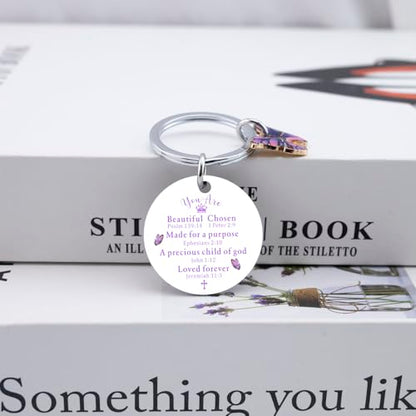 OEHEDOU Purple Gifts Butterfly Gifts For Women Bible Verse Keychain Gifts Christian Gifts For Women Religious Gift For Women Inspirational Item Purple Keychains Inspirational Gift For Women