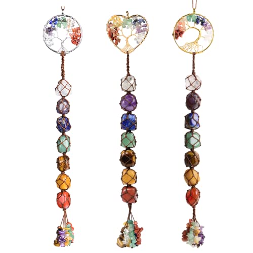 Handmade Crystal Window Car Hanging Ornaments 7 Chakra Home Decoration Feng Shui Ornament Yoga Meditation Car Decoration Tumbled Palm Stones Christmas Decorations Ornaments (Style 5) - color: A-style 23