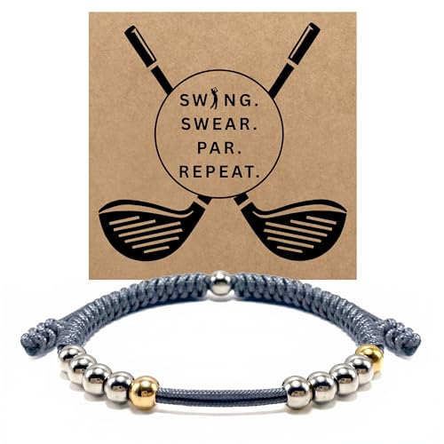 Golf Counter Bracelet, 10 Bead Handmade Score Counter, Adjustable Stainless Steel Beads, Easy Stroke Counting Accessory for Men and Women - color: Grey