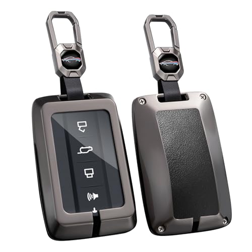 Key Fob Cover Compatible with Great Wall GWM WEY Tank 300 500 Tank300 Tank500 Accessories Alloy& Leather Key Shell Case with Keychains-Short Keychian Black - color: Short Keychain black