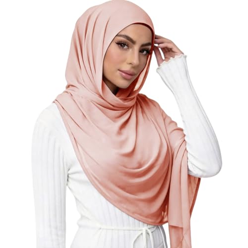 Viscose Hijab Scarf for Women Muslim Cotton Jersey Hijab Fashion Long Scarf Shawls - color: Pink