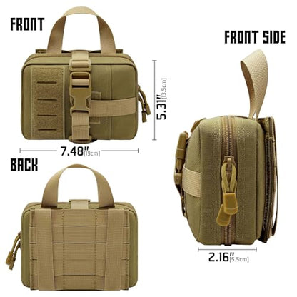 Upgrade Molle Rip Away Ifak Pouch, Tactical Small Belt First Aid Pouch Medical Utility EMT Pouch Only - color: Upgrade - Tan