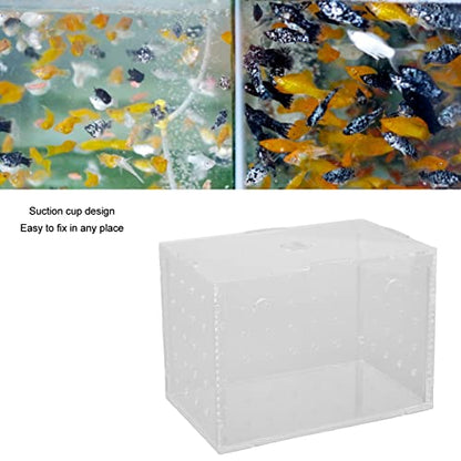 Fish Breeder Box, Aquarium Fish Breeding Box, High Transparency Acrylic Hatchery Incubator with Suction Cups for Baby Fish Shrimp Clownfish Isolation and Rearing (9 * 6 * 7CM) - size: 9*6*7CM