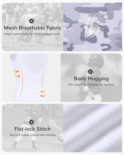 Runhit Youth Baseball Chest Protector Softball Lacrosse Football Padded Compression Shirt Heart Guard Sternum Protection - color: Camo, size: Medium