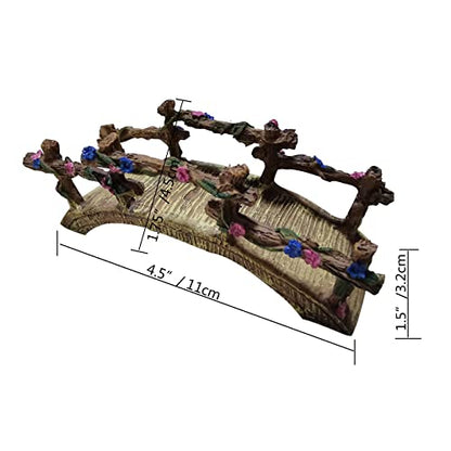 MUAMAX Miniature Fairy Garden Bridge - Resin Craft Cute Artificial Micro Landscape Bridge for Dollhouse Ornament (Flower Bridge)