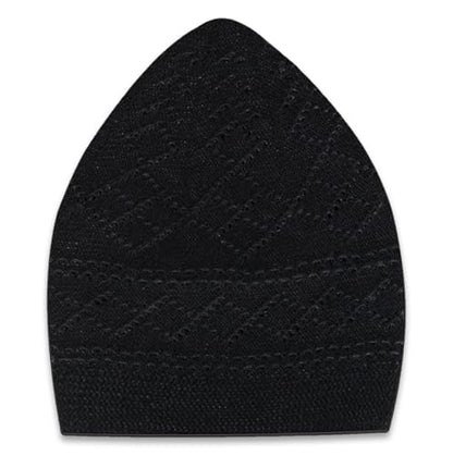 Kufi 남성용 모자, 남성용 이슬람 의류, %100 통기성 해골 비니, 크로셰 캡, 수공예 타키야, 쿠피, 쿠페 - color: 블랙 색상, style: 1개
