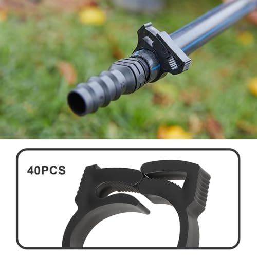 40Pcs Hose Pipe Fasteners Clips 20mm-25mm for Aquariums Ponds Black Plastic - size: 20-25mm