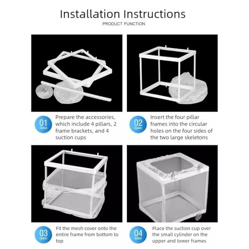 3 Multi-Purpose Floating Aquarium Enclosure Removable Breeding Net Transparent Nursery Box for Fish Fry Observation Transparent Box Multi-Purpose Enclosure Removable Net - color: A