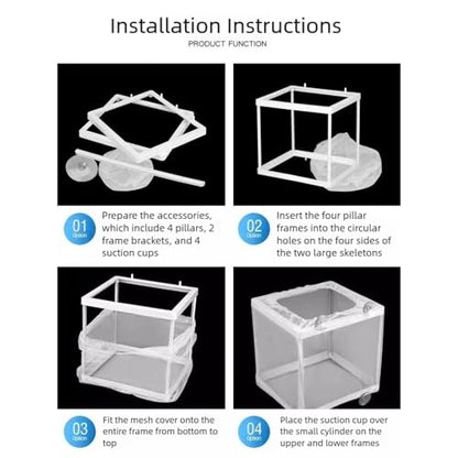 3. Multi-Purpose Floating Aquarium Enclosure Removable Breeding Net Transparent Nursery Box for Fish Fry Observation Aquariums Breeding Box Floating Isolation - color: B