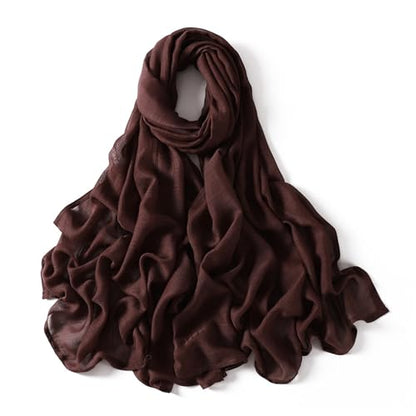 Viscose Hijab Scarf for Women Muslim Cotton Jersey Hijab Fashion Long Scarf Shawls - color: Coffee