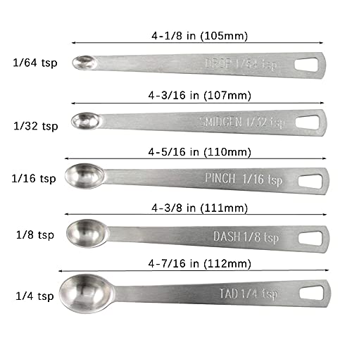 1Pack Mini Measuring Spoons Set, Heavy Duty Stainless Steel Teaspoon for Cooking and Baking, Suitable for Small Amount of Dry or Liquid Ingredients and Spices