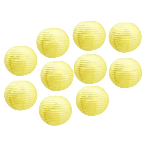 Mudra Crafts 12 Inch Round Chinese Yellow Paper Lanterns Hanging Decor - color: Yellow, size: 12 Inches