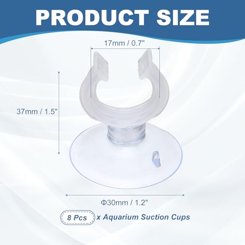 Aquarium Suction Cups, Fish Tank Suction Cups Clips Airline Tube Holders Clamps (Plastic, 8Pcs, Clear) for 0.7" Fish Tank Airline Tubing Binding Moss Shrimp Nest, 17x30MM - color: Clear, size: 17x30MM