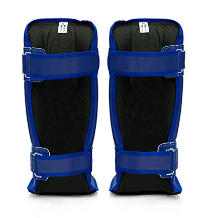 Fairtex SP3 Lightweight Shin Guards, Muay Thai MMA Avoid Shin Splints Gear | Featherweight synthetic shell with high-density padding. Articulated lower-leg armor enhances mobility and leg protection - color: Blue, size: X-Large