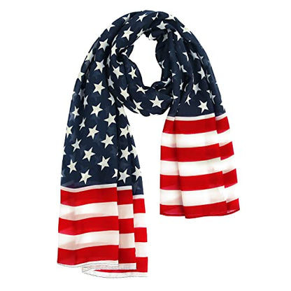 E-Clover Women Soft Floral Print Shawl Chiffon Sheer Scarf - color: 02-flag