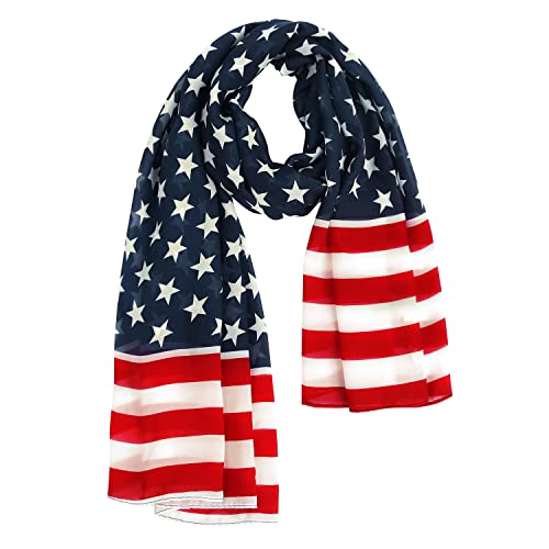E-Clover Women Soft Floral Print Shawl Chiffon Sheer Scarf - color: 02-flag