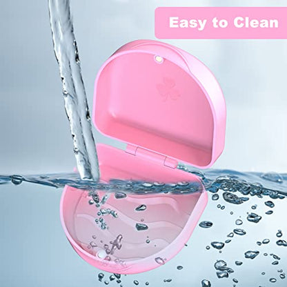 Retainer Case Denture Case: BVN Orthodontic Dental Case, Slim Braces Case, Mouth Guard Case, Denture Box, Teeth Aligner Case, Night Guard Case Container Storage Holder Pink - color: Pink
