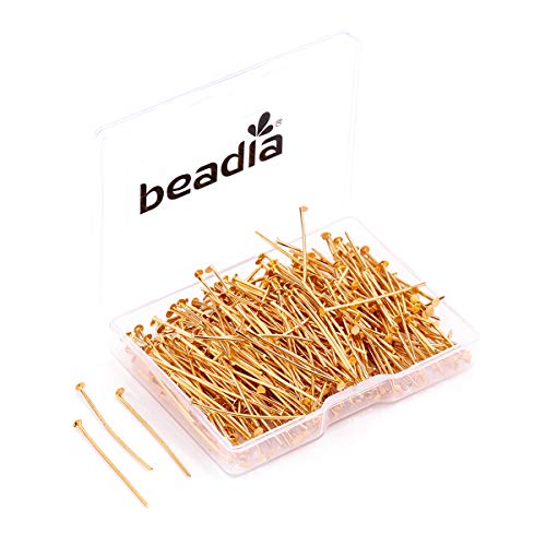 BEADIA Head Pins Gold for DIY Jewelry Making 30mm 300pcs - color: Gold, size: 30mm