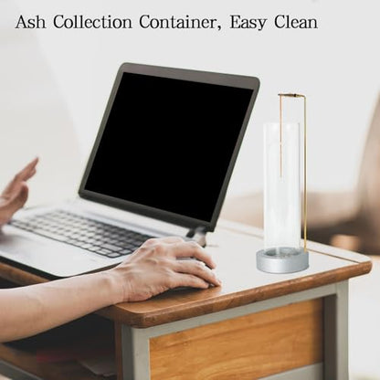 Incense Holder for Sticks, Anti-Ash Flying Incense Burner with 30 Incense Sticks, Detachable Glass Ash Catcher - color: Sliver