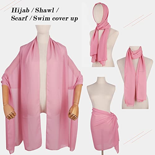Ladiery Chiffon Shawl Wraps for Women Evening Dresses, Elegant Soft Sheer Shawls for formal dressy Bride Wedding - color: Bean Pink(1)