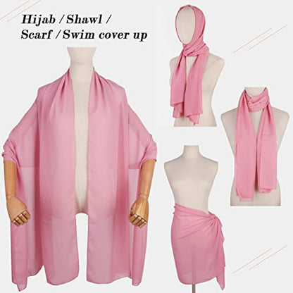 Ladiery Chiffon Shawl Wraps for Women Evening Dresses, Elegant Soft Sheer Shawls for formal dressy Bride Wedding - color: Bean Pink(1)