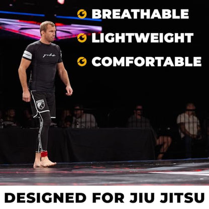 Gold BJJ Jiu Jitsu Spats - Base Layer for Gi and No-Gi Grappling - Martial Arts Pants - color: Black (Full Length), size: Large
