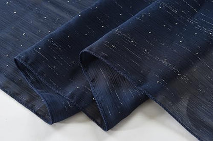 OurLore Chiffon Shawls Wraps for Women Sheer Glitter Scarf Sparkly Rhinestones Shoulder Sarong Cover Up Hijab for Wedding - color: Navy