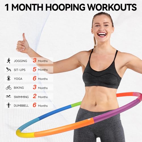 Phobby Weighted Exercise Hoop for Adults, Adjustable Fitness Hoop | 8 Detachable Hoop Sections with Jump Rope & Storage Bag, Home Gym Workout - style: Basic 2.2lb