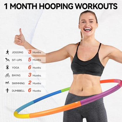 Phobby Weighted Exercise Hoop for Adults, Adjustable Fitness Hoop | 8 Detachable Hoop Sections with Jump Rope & Storage Bag, Home Gym Workout - style: Basic 2.2lb