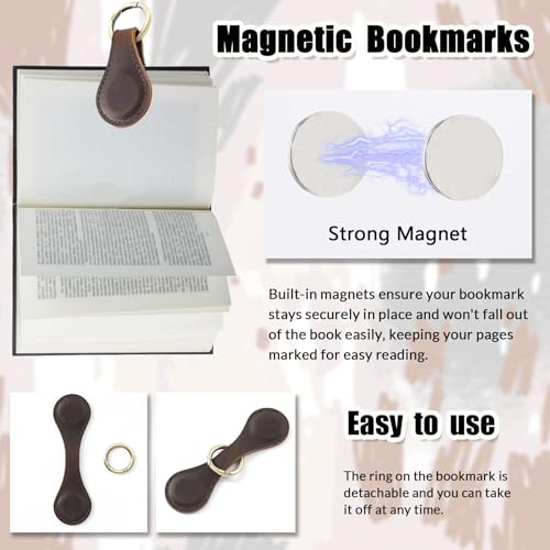 Personalized Magnetic Leather Bookmarks, Custom Magnetic Leather Bookmark with Logo Text, Magnetic Bookmarks for Women, Gift for Reader, Book Lover, Men, Women, Friend, Birthday (Bookmark with Ring) - color: Bookmark With Ring